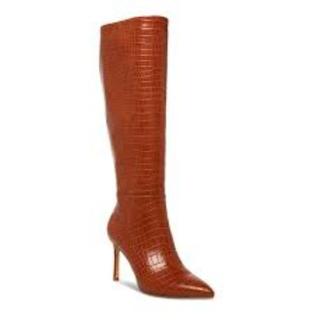 MADDEN GIRL Brown Croco-Embossed Padded Chantelle Pointed Toe Stiletto NWOB sz 5